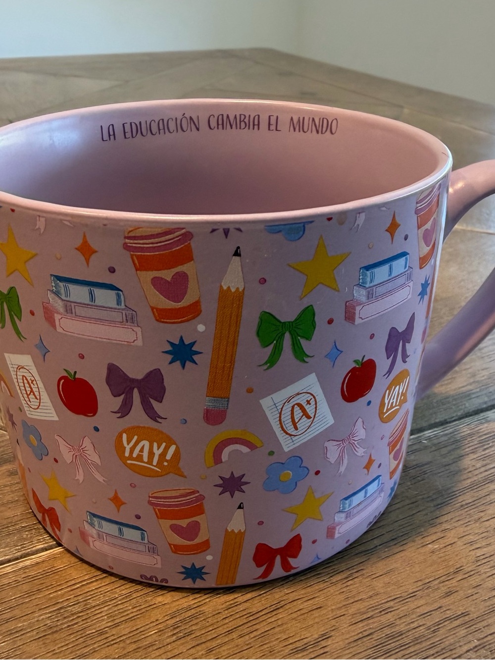 Fig & Fern Lavender Coquette School Bow 16 Oz Mug Teacher Educator Gift